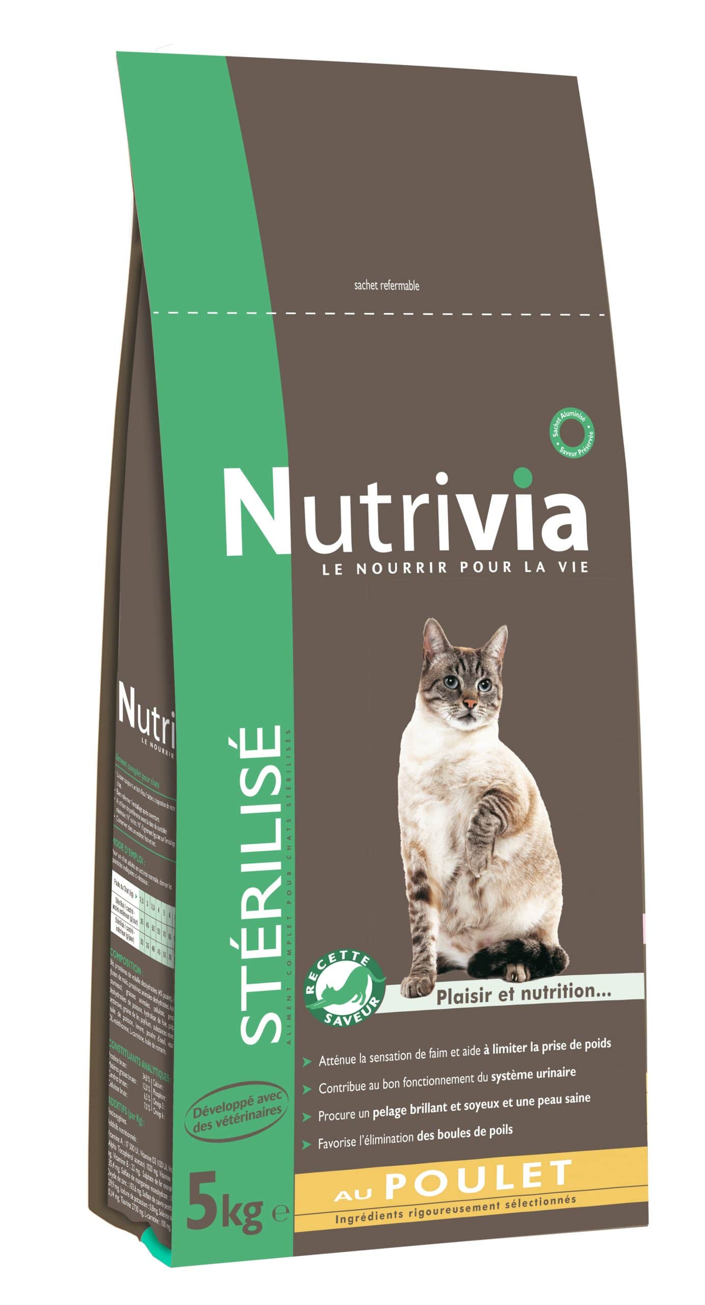 Nutrivia - Croquettes au Poulet pour Chat Stérilisé - Nutrivia