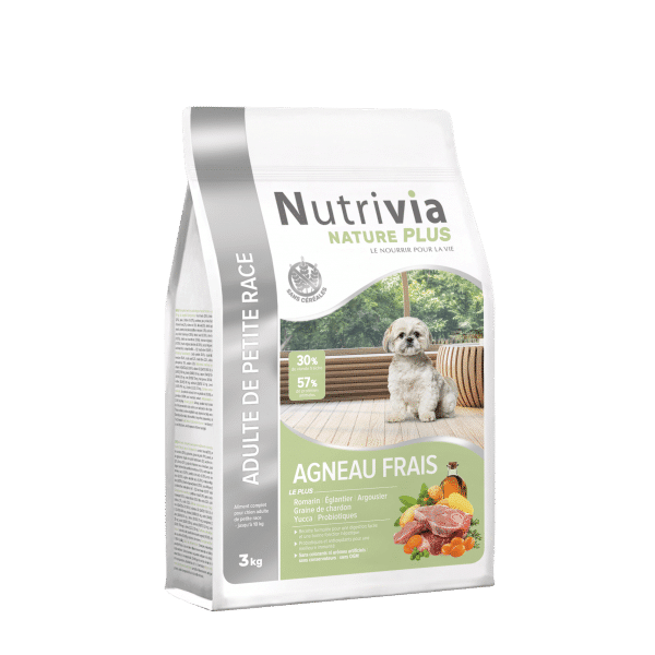 Nutrivia Nature Plus - Croquettes à l’Agneau Frais pour Chien Adulte de petite race