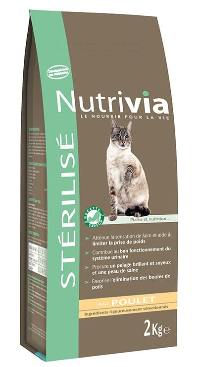 Nutrivia - Croquettes au Poulet pour Chat Stérilisé