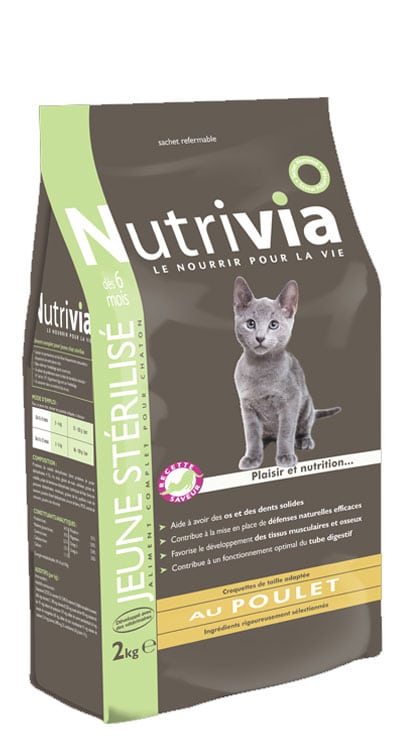 Nutrivia - Croquettes au Poulet pour Jeune Chat Stérilisé