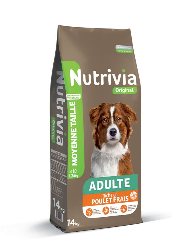 Nutrivia Original – Croquettes Au Poulet Frais Pour Chien Adulte De Moyenne Taille