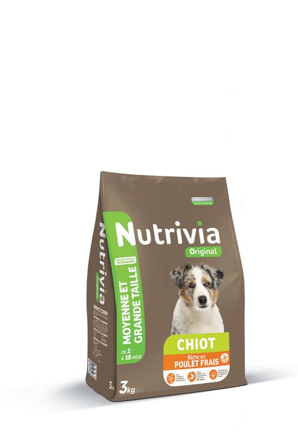 Nutrivia Original – Croquettes Au Poulet Frais Pour Chiot De Moyenne Et Grande Taille 3 KG