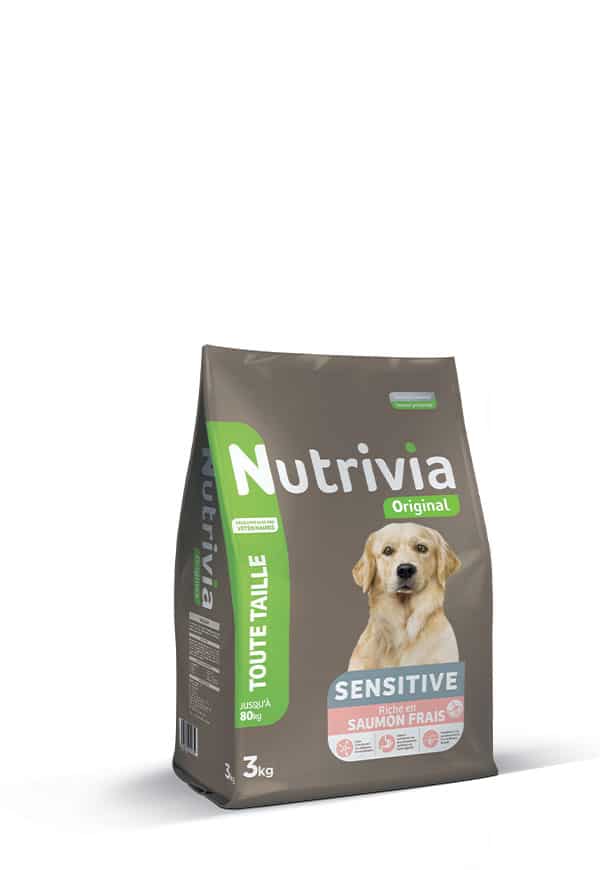 Nutrivia Original – Croquettes Sensitive Au Saumon Frais Pour Chien De Toute Taille 3 KG