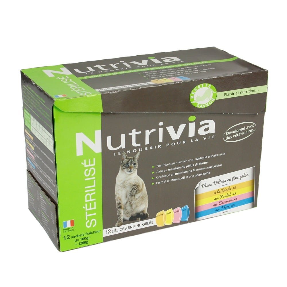 Nutrivia - Sachets Menu Délices à la viande pour chat Stérilisé - Nutrivia